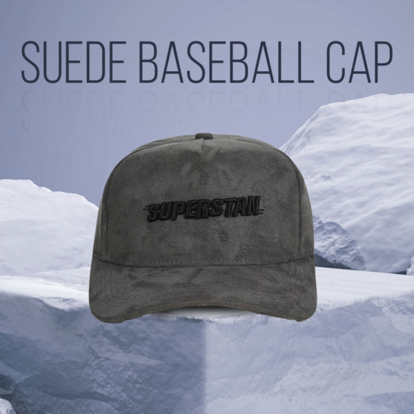 Dark Grey suede baseball caps for men with Superstan embroidered logo